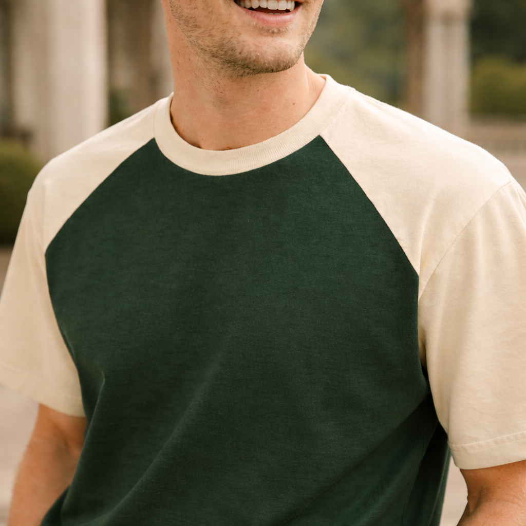 Men’s Two-Tone Raglan Cotton T-Shirt