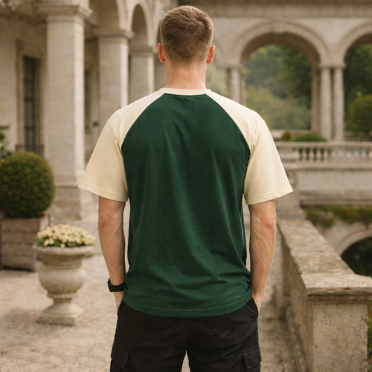 Men’s Two-Tone Raglan Cotton T-Shirt