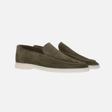 Men’s Slip-On Loafers – Stitched Detail & White Sole