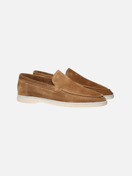 Men’s Slip-On Loafers – Stitched Detail & White Sole