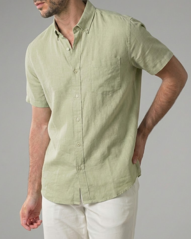 Men’s Short Sleeve Shirt – Button-Up & Chest Pocket