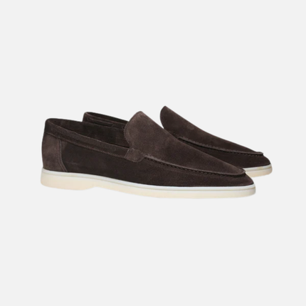 Men’s Slip-On Loafers – Stitched Detail & White Sole