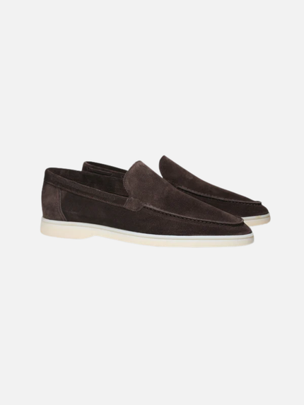 Men’s Slip-On Loafers – Stitched Detail & White Sole