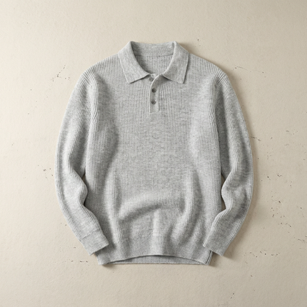 Men’s Ribbed Knit Polo Sweater