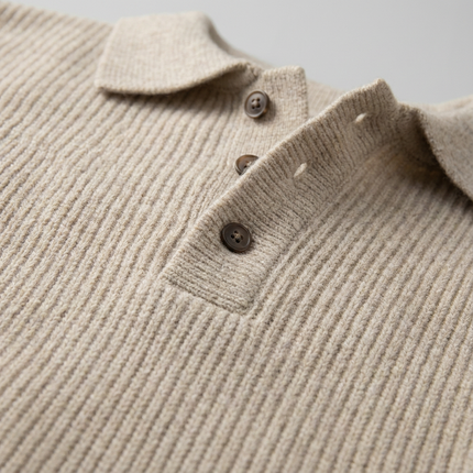 Men’s Ribbed Knit Polo Sweater