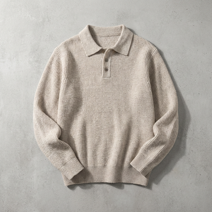 Men’s Ribbed Knit Polo Sweater