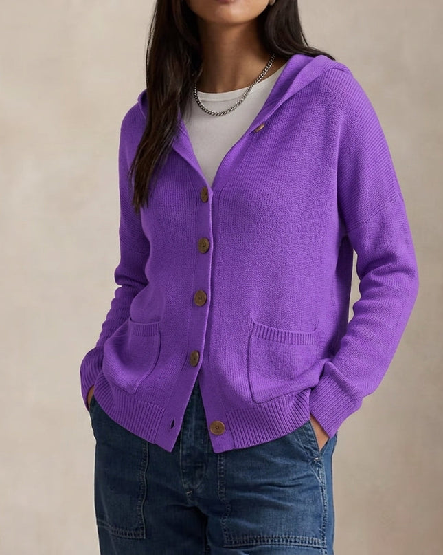 Emma | Women's Hooded Cardigan Button Front Knit Sweater