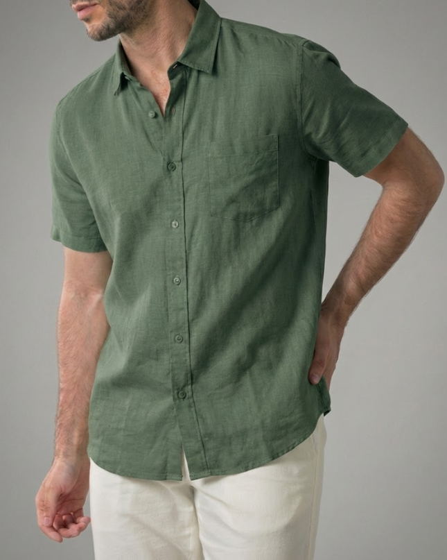 Men’s Short Sleeve Shirt – Button-Up & Chest Pocket