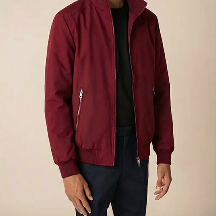 Men’s Zip-Up Jacket – Stand Collar & Zipper Pockets