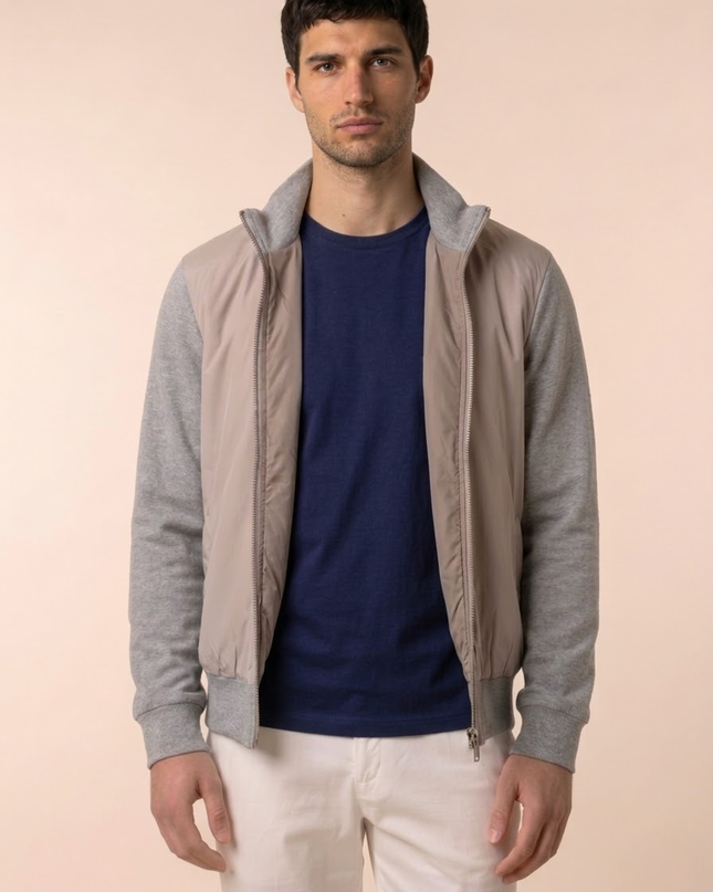 Men’s Zip-Up Jacket – Stand Collar & Long Sleeve