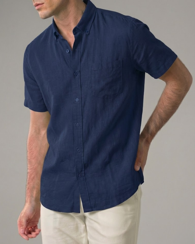 Men’s Short Sleeve Shirt – Button-Up & Chest Pocket