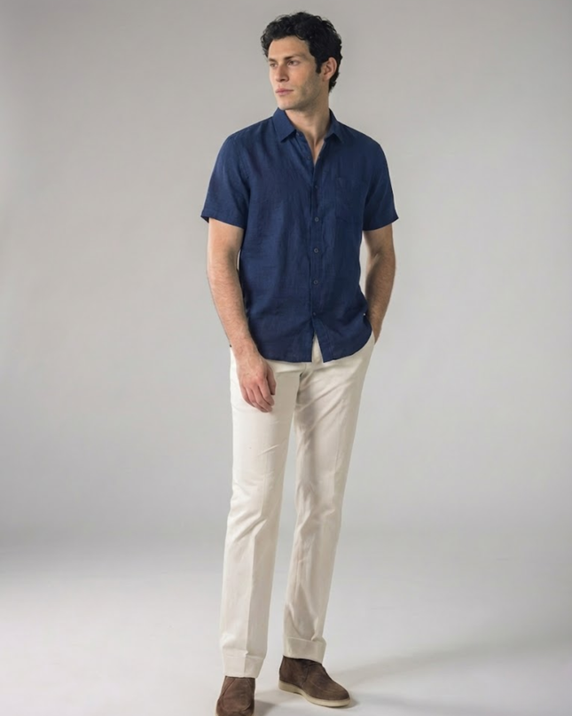 Men’s Short Sleeve Shirt – Button-Up & Chest Pocket