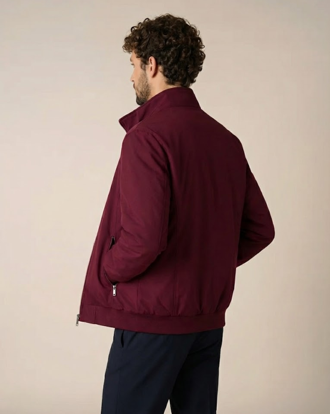 Men’s Zip-Up Jacket – Stand Collar & Zipper Pockets