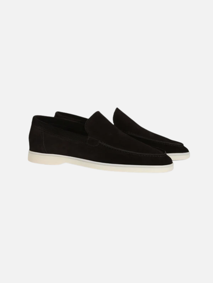 Men’s Slip-On Loafers – Stitched Detail & White Sole