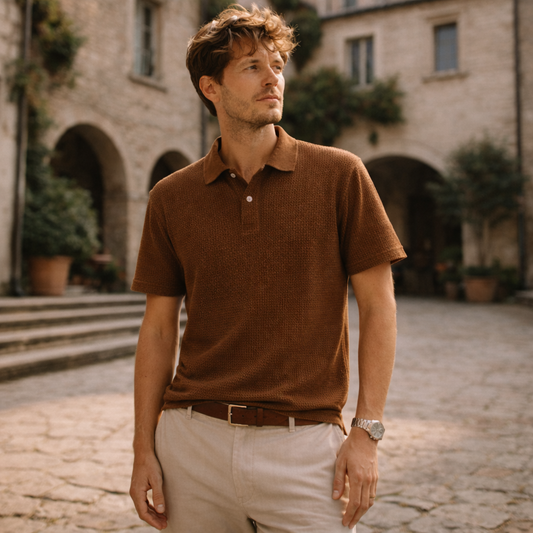Men’s Textured Knit Polo Shirt