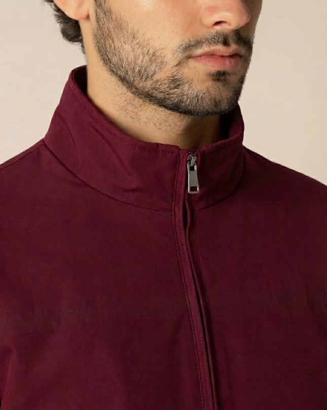 Men’s Zip-Up Jacket – Stand Collar & Zipper Pockets
