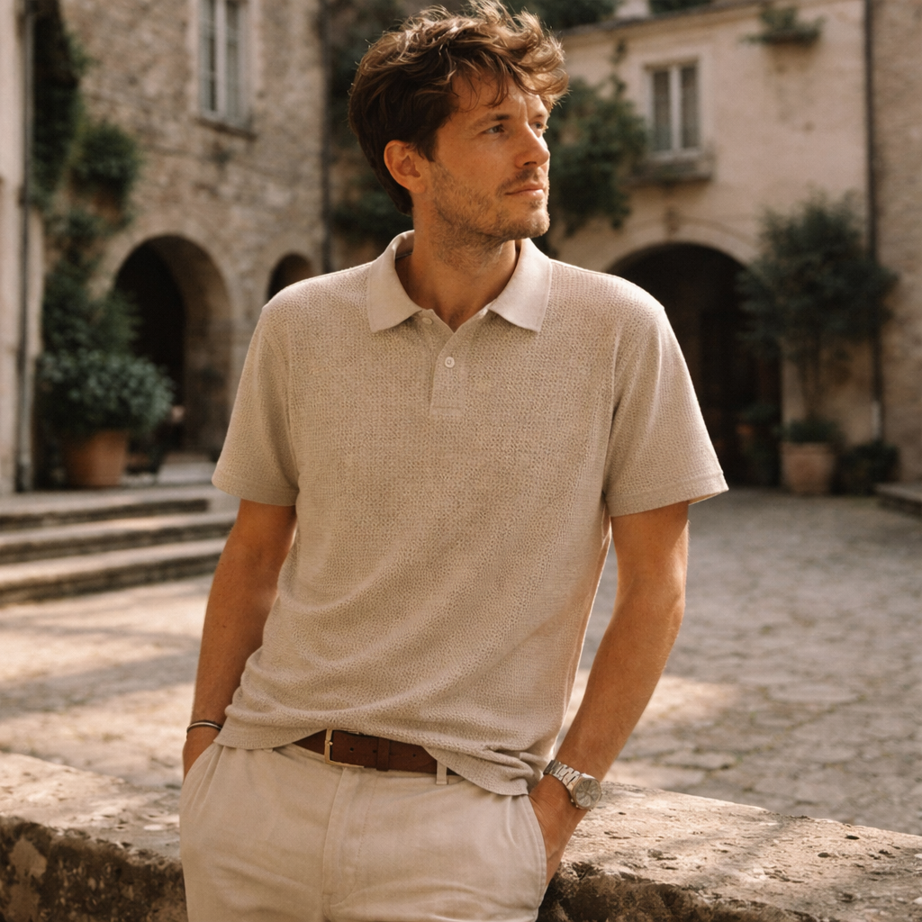 Men’s Textured Knit Polo Shirt