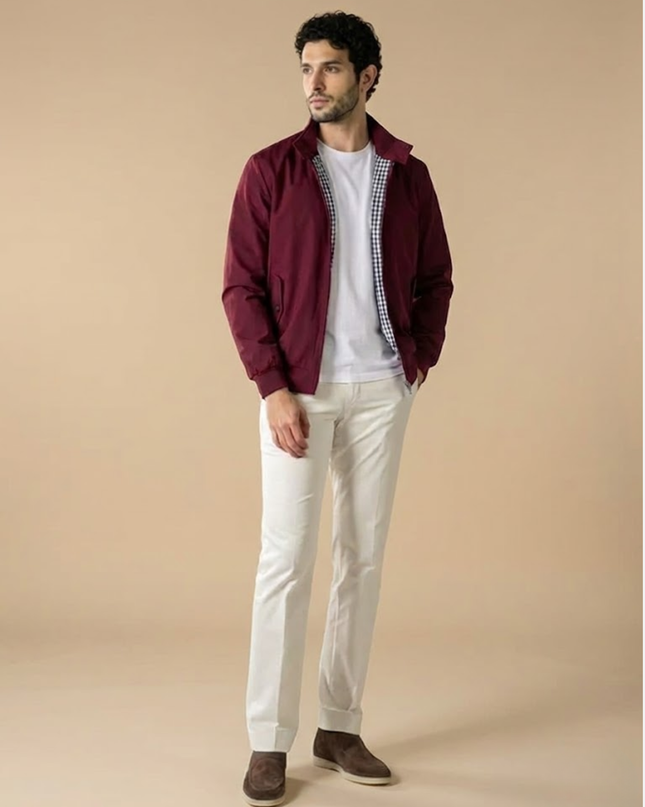 Men’s Zip-Up Jacket – Stand Collar & Zipper Pockets