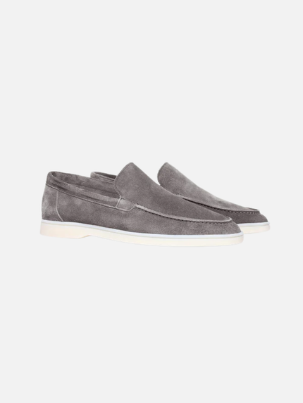 Men’s Slip-On Loafers – Stitched Detail & White Sole