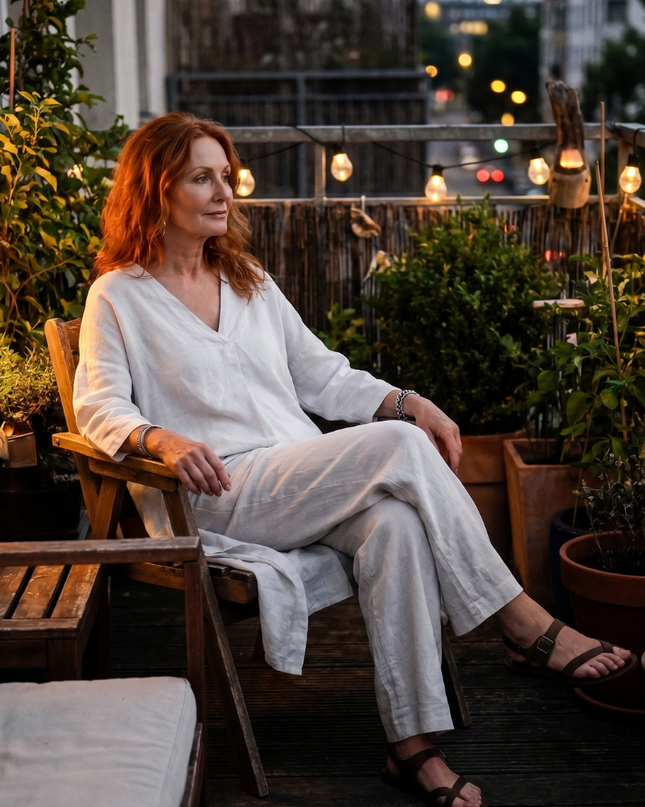 Women's Linen Pants Set Relaxed V Neck Top