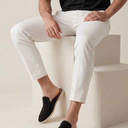 Men’s Slip-On Mules – Open Heel & Stitched Detail