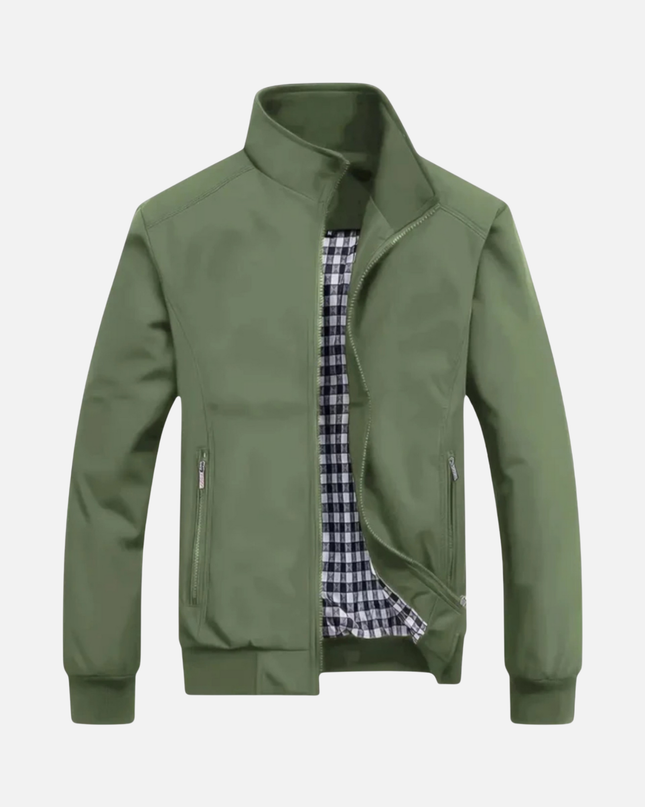Men’s Zip-Up Jacket – Stand Collar & Zipper Pockets