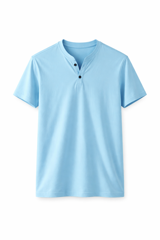 Men’s Premium Henley T-Shirt – Sky Blue