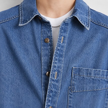 Men’s Washed Denim Button-Up Jacket