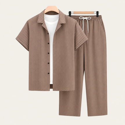 Men’s Short Sleeve Shirt and Drawstring Trousers Set