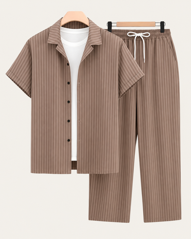 Men’s Short Sleeve Shirt and Drawstring Trousers Set