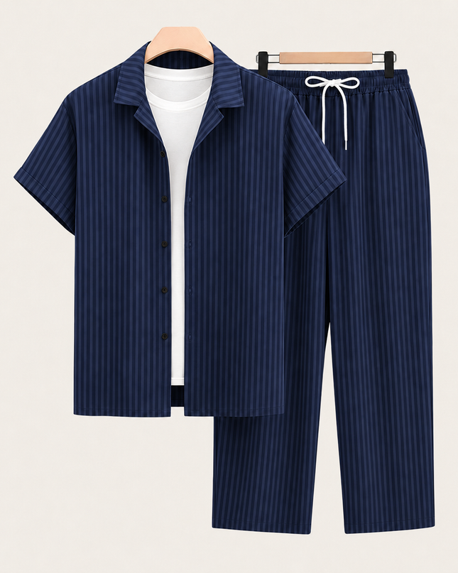 Men’s Short Sleeve Shirt and Drawstring Trousers Set