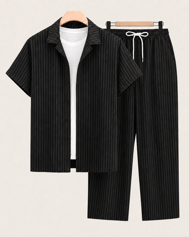 Men’s Short Sleeve Shirt and Drawstring Trousers Set