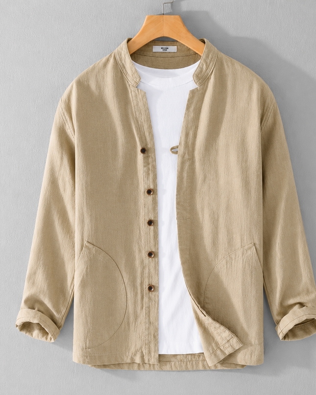 Men’s Stand Collar Linen Jacket