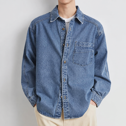 Men’s Washed Denim Button-Up Jacket