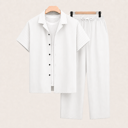 Men’s Short Sleeve Shirt and Drawstring Trousers Set