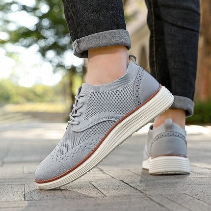 Lace-Up Sneakers – Openwork Upper & Contrasting Sole