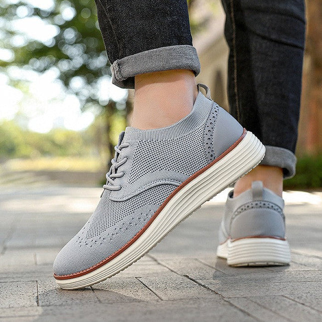 Lace-Up Sneakers – Openwork Upper & Contrasting Sole