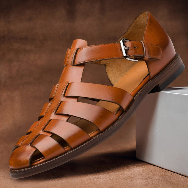 Men’s Sandals with Buckle Strap and Closed Toe