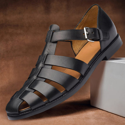 Men’s Sandals with Buckle Strap and Closed Toe
