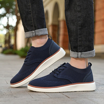 Lace-Up Sneakers – Openwork Upper & Contrasting Sole