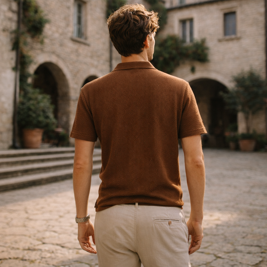 Men’s Textured Knit Polo Shirt