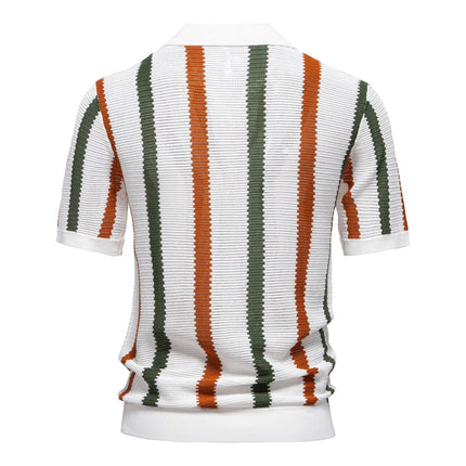 Men Retro Stripe Knit Polo