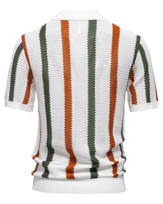 Men Retro Stripe Knit Polo