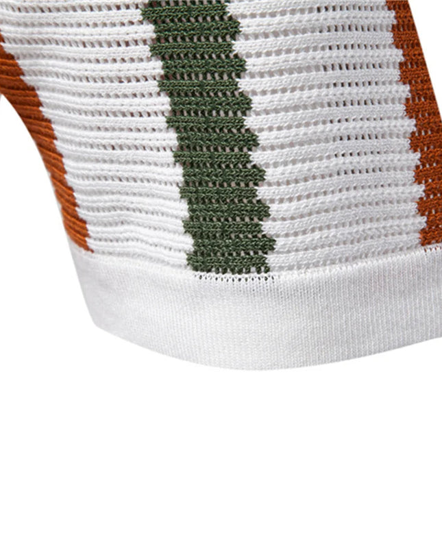 Men Retro Stripe Knit Polo