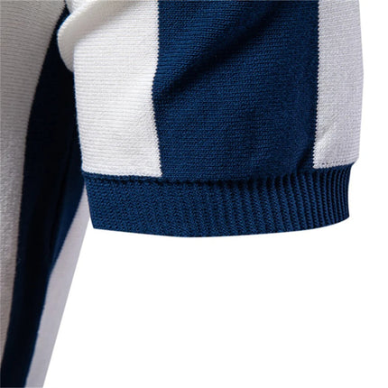 Men Retro Stripe Zip Polo