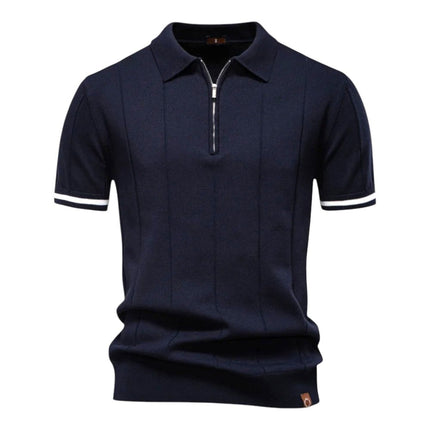 Men Zip Collar Knit Polo
