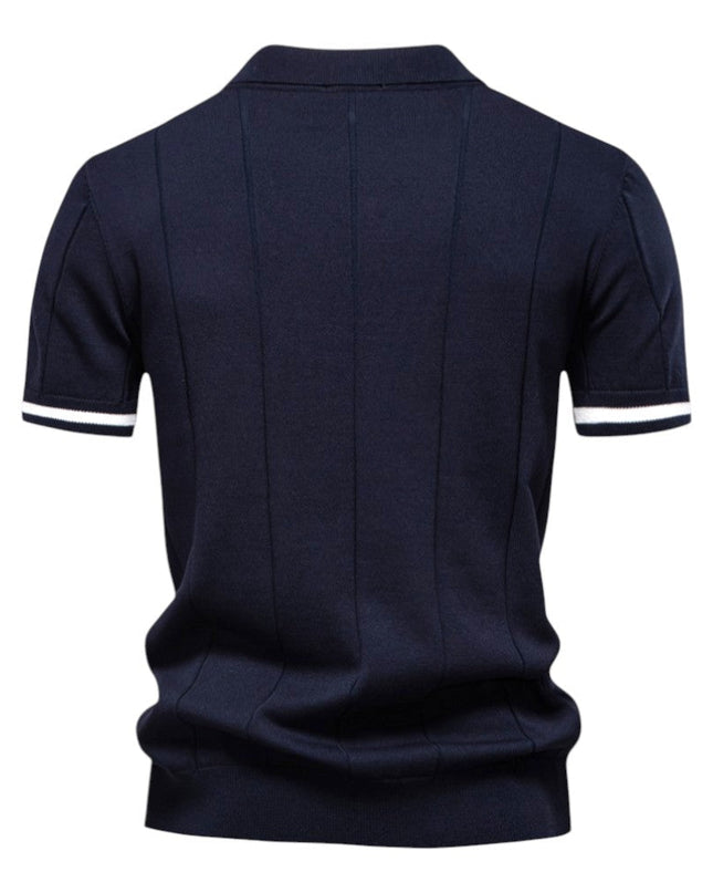Men Zip Collar Knit Polo