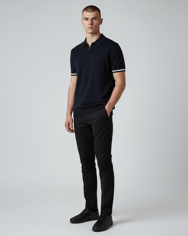 Men Zip Collar Knit Polo