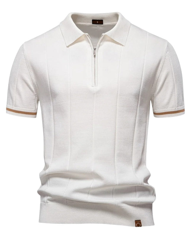 Men Zip Collar Knit Polo