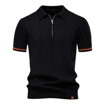 Men Zip Collar Knit Polo